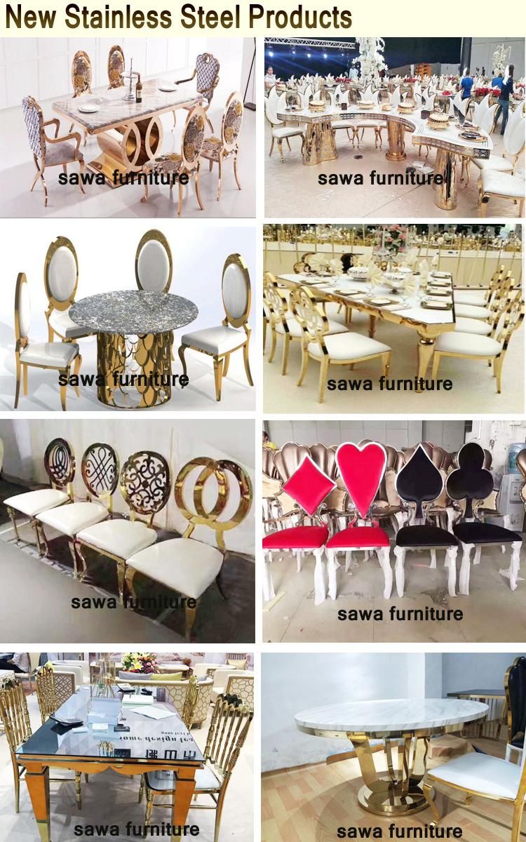 Luxury Stainless Steel Furniture Gold Metal Oval Back Dining Chair