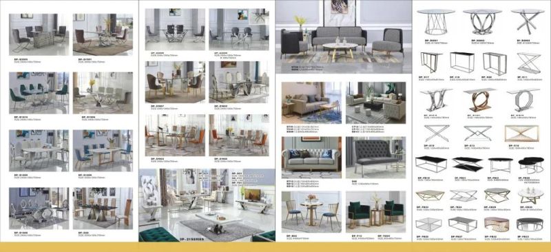New Design Dining Table Gold stainless Steel Marble Top