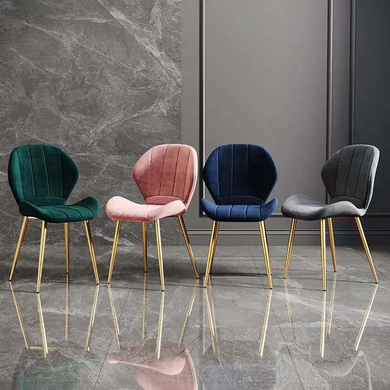 High Quality Nordic Velvet PU Leather Dining Chair with Metal Leg