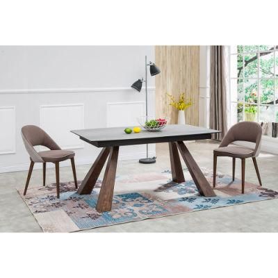Modern Cymbate Extension Wood Ceramic Glass Dining Table