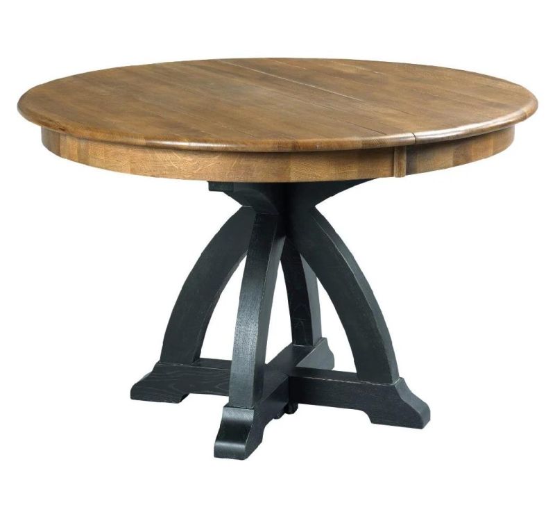 Kvj-Rr15 Round Dining Room Rustic Ols Wood Black Base Dining Table