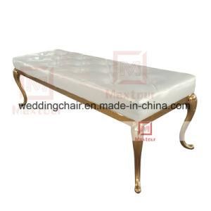 Luxurious Golden Stainless Steel Long Bench Chair for Dining