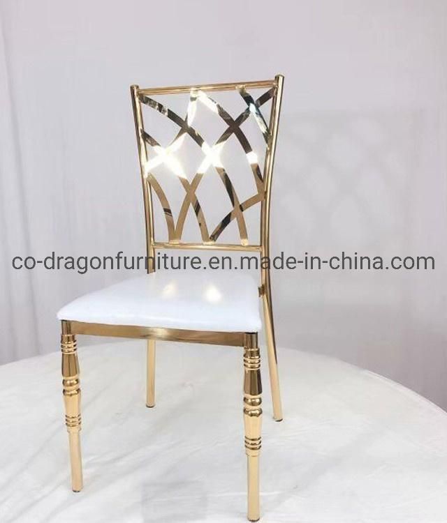 Modren Luxury Wedding Furniture Leather Dining Chair with Metal Legs