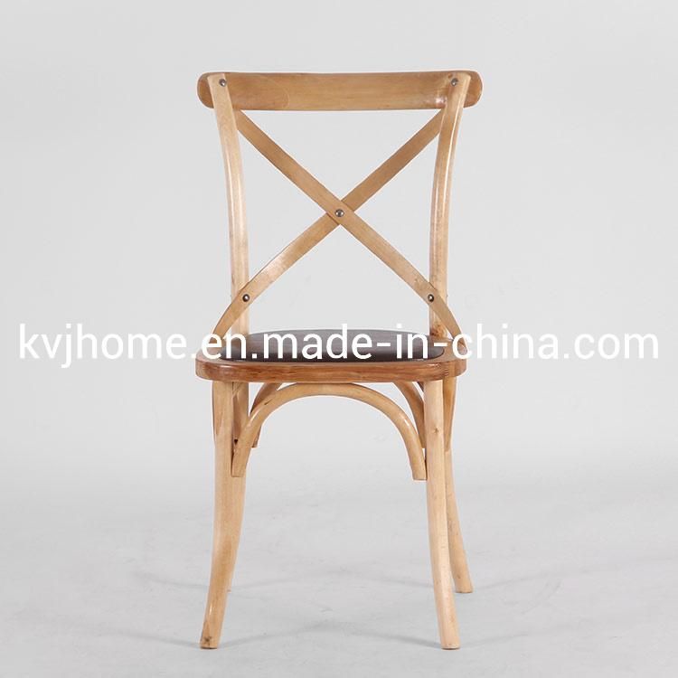 Kvj-7001PU PU Vinyl Seat Natural Oiled Cross Back Chair