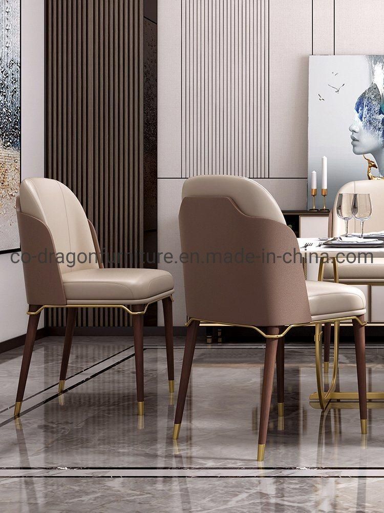Home Furniture High Back Wooden Frame Dining Chair with Leather