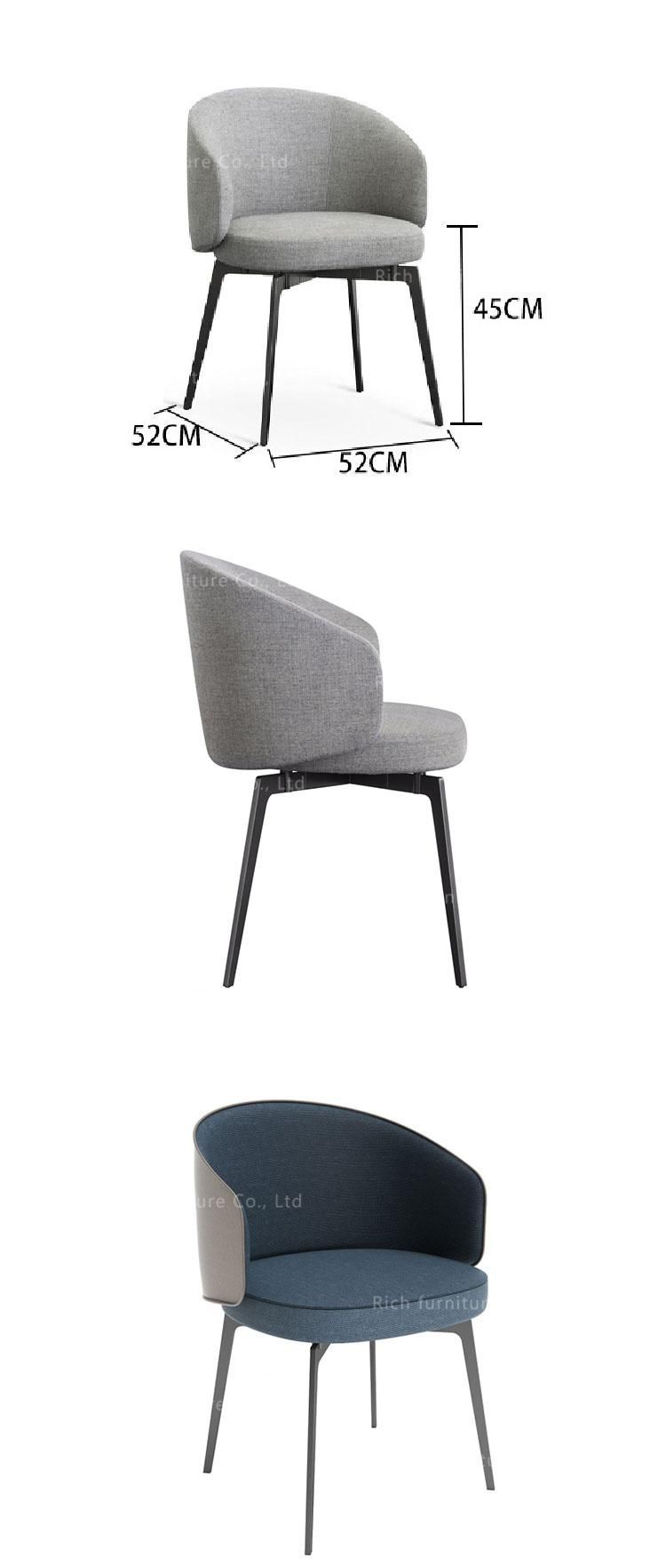 Metal Black Legs Upholstered Dining Chair Modern Grey Fabric Leisure Dining Chair