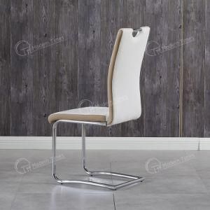 Outdoor Furniture Modern White Elegant Leather Upholstered Seat High Back Chrome Legs Restaurant Outdoor Dining Chair