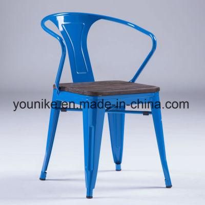 Industrial Armchair with Wood Tolix Metal Dining Chair 3