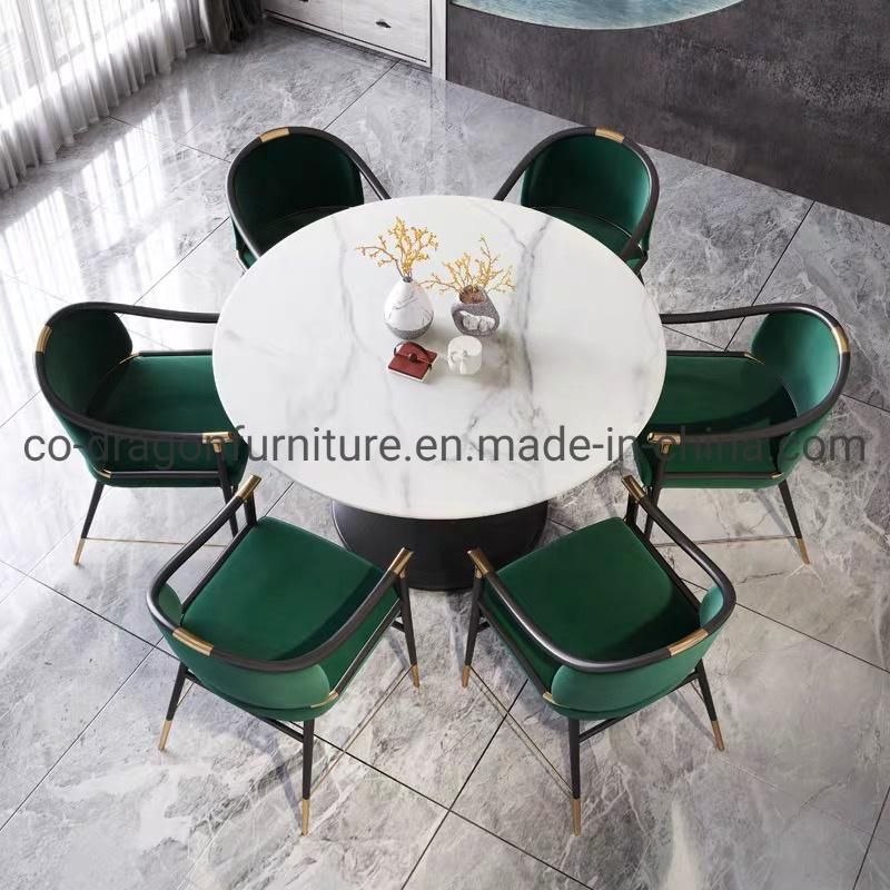 Fashion Leather Dining Chair with Wooden Arm for Home Furniture