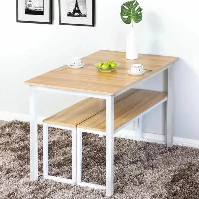 Factory Price Modern Living Room Furniture Table Wooden Top Metal Frame Wooden Dining Table