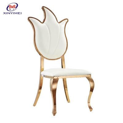 Maple Shaped with Upholstery High Back Dining Banquet Gold Stainless Steel Stackable Throne Chair