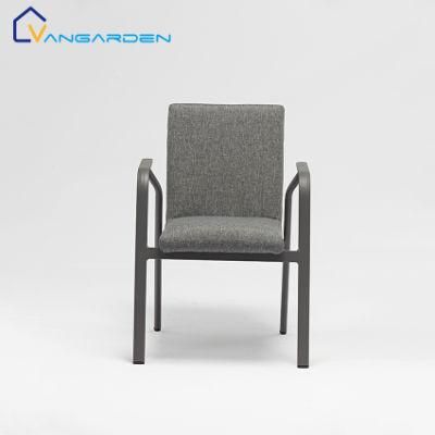 Famous Outdoor Dining Fabric Chair with Arms Restaurant Metal Chairs for The Garden