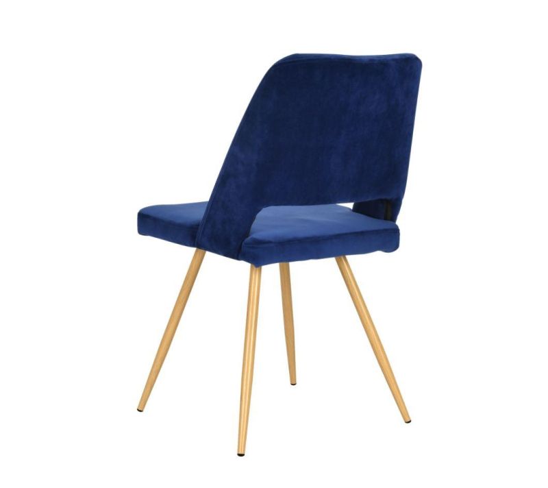 Modern Furniture Fabric Dining Chair Restaurant Stainless Steel Legs Blue Velvet Leisure Chair