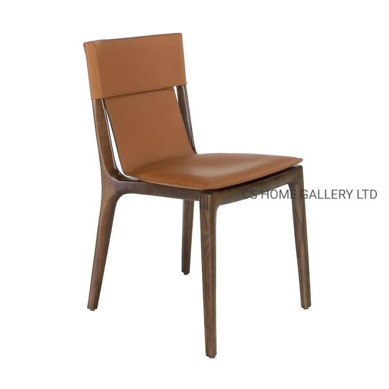 Wooden Home Furniture Modern Saddle Leather Restaurant Study Dining Chair Living Room Chair