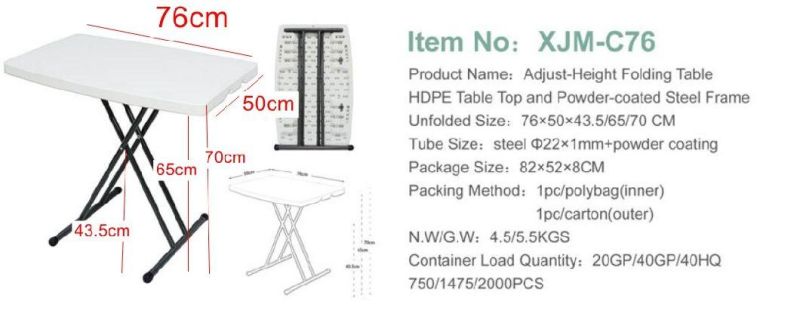 30 Years Experience Outdoor Activity Exhibition Display Plastic Durable 2.5 Feet Table in Solid Strcuture