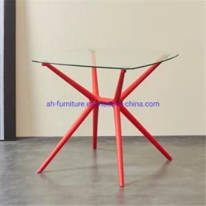 Modern Nordic Top Glass Dining Table with PP Legs