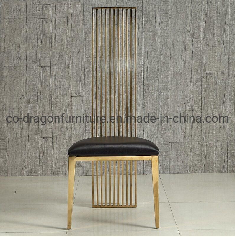 Modern Home Furniture Luxury Leather Steel High Back Dining Chair