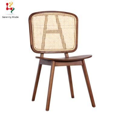Modern Furniture Wooden Frame Rattan Back Restaurant Hotel Dining Chair