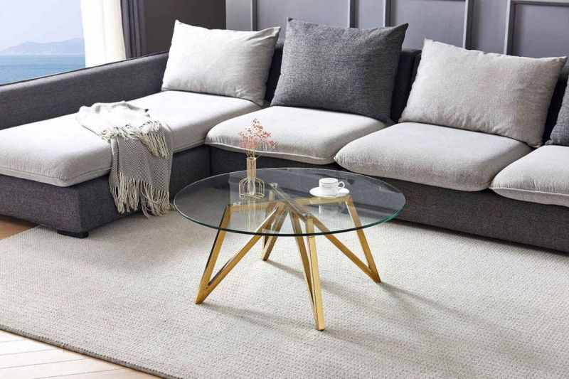Modern Nesting Wrought Iron Metal Marble Round End Side Tea Table Marble Gold Coffee Table Set Living Room