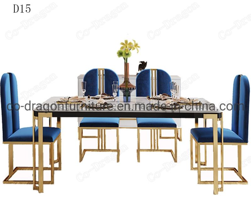 High Quality Stainless Steel Artificial Marble Hotel Dining Table