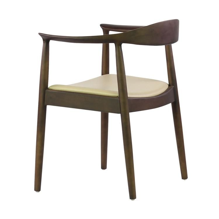 Modern Furniture Restaurant Wooden Dining Armchair with Padded Seat