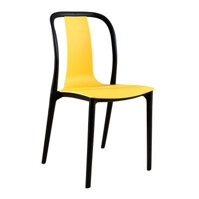 Contemporary Rustic Stackable Yellow Plastic Cafe Chair
