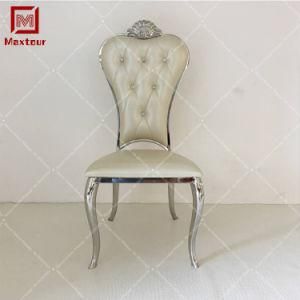 Hot Royal PU Cushion Silver Colour Stainless Steel Dining Chair