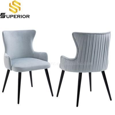 Leisure Velvet Dining Chairs with Black Chrome Legs for Home