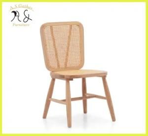 Farmhouse Natural Style Rattan Wicker Dining Room Timber Chair