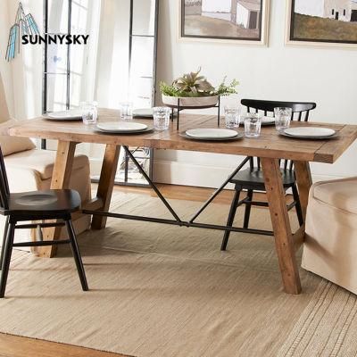 Custom Nordic Industrial Style Solid Wood Kitchen Dining Table Images