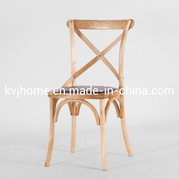 Kvj-7001PU PU Vinyl Seat Natural Oiled Cross Back Chair