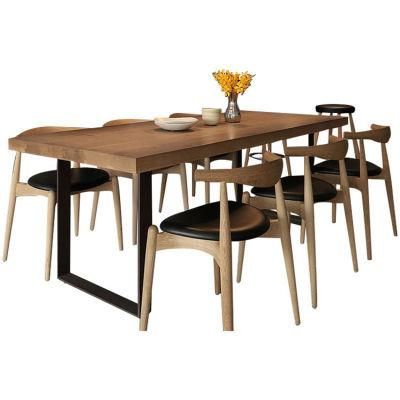 Modern Solid Wood Dining Table with 6 Chairs Combination