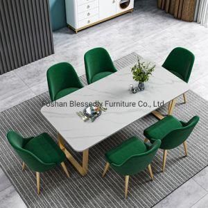 Dining Furniture Modern Marble Stainless Steel Base Dining Table