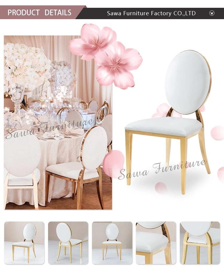 Gold Stainless Steel Wedding Chair, Round Back Dining Table