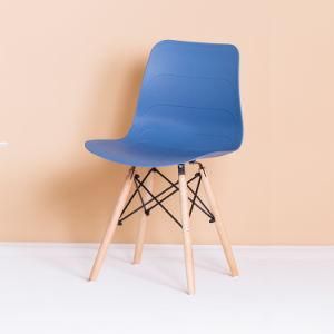 Outdoor Furniture Nordic PP Seat Wooden Leg Dining Room Living Room Chair Outdoor Dining Chair