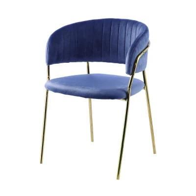 Modern Cafe Luxury Restaurant Dining Chair with Golden Chromed Leg