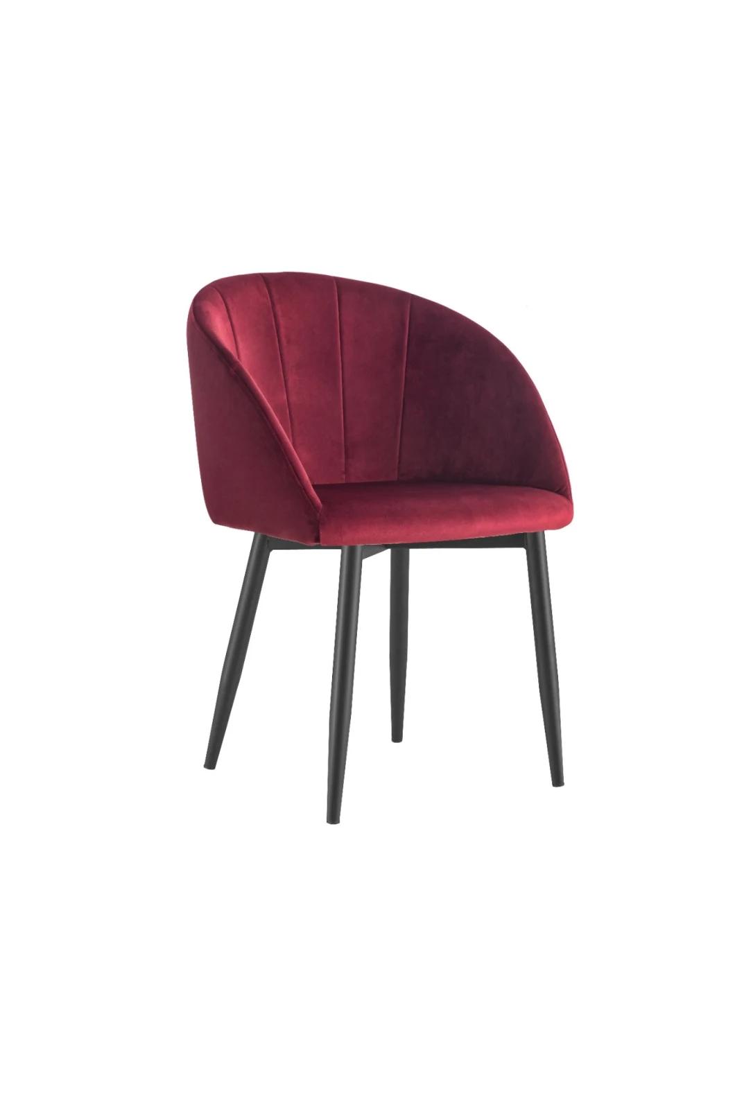 Fashion Wholesale Red Fabric Velvet with Metal Legs Dining Chair Party Chair