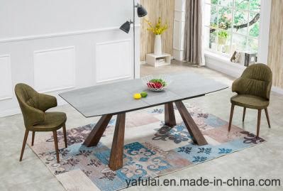 Modern Extension Furniture Ceramic Solid Wood Dining Table
