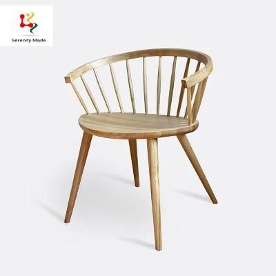 Traditional Design Restaurant Round Wooden Dining Chairs with Arms
