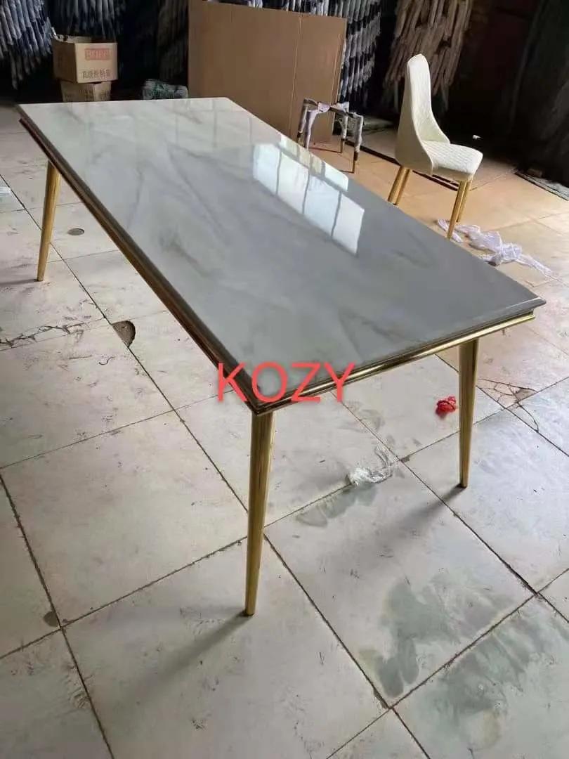 Luxury Design Home Furniture Contemporary Style 6 Seater Modern Marble Dining Table