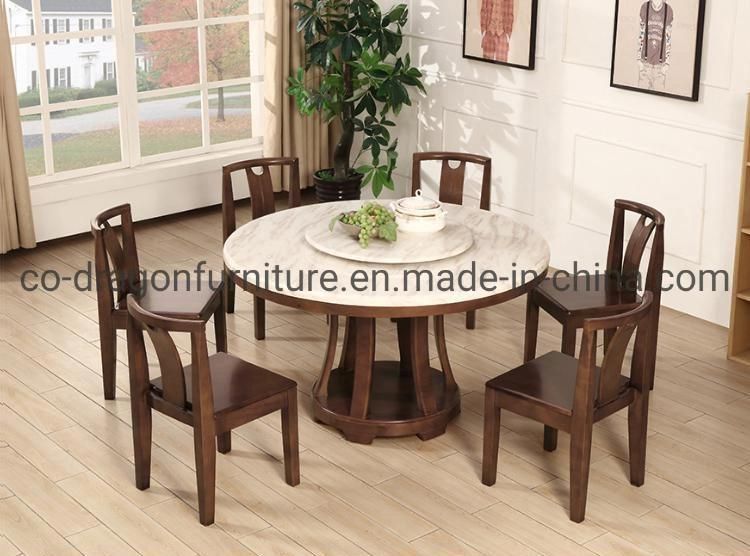 Modern Dining Table 6 Seats with Wooden and Marble Top