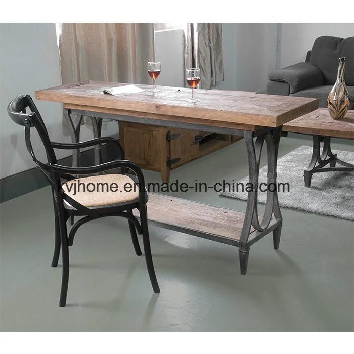 Rustic Recycled Elm Iron Branded Dining Table (Dt-4061)