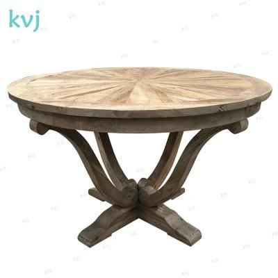 Kvj-7244 Rustic Vintage Round Reclaimed Elm Dining Table