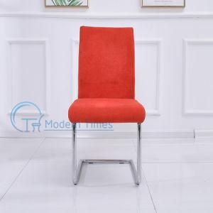 Elegant Red Leather Upholstered Seat High Back Outdoor Dining Chair