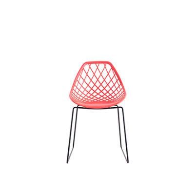 Wholesale Colorful Modern Design PP Restaurant Living Room Armless Chair Dining Plastic Chair Metal Legs Leisure Chair