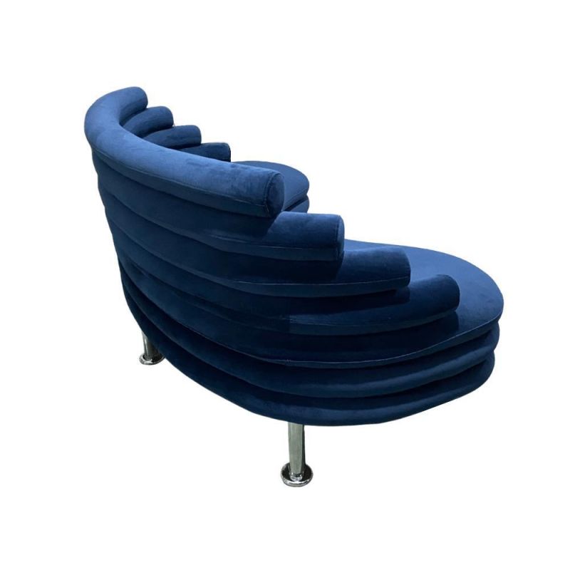 High Quality Custom Made Theme Dining Chair Wine Bar Trapezoidal Back Curved Shape Velvet Sofa