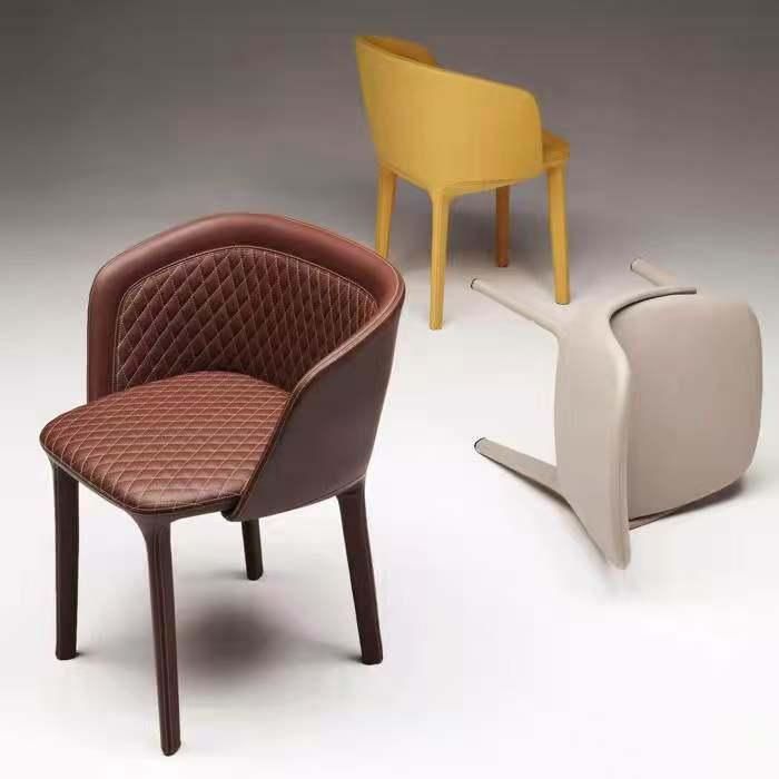 2022 New Design Moulded Injection Foam Fabric Leather Soft Dining Chair