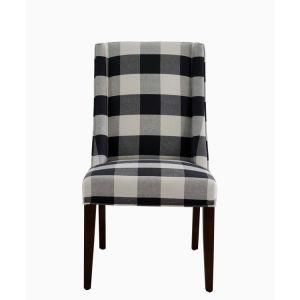 Hot Sale Check Polyester Fabric Wing Back Dining Chair