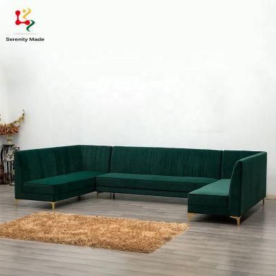 Modern Green Velvet Restaurant Sofa Dining Booth Seating