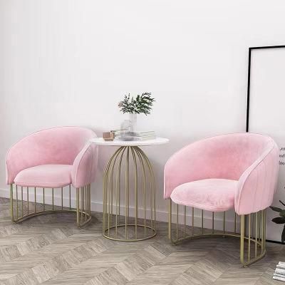 Nordic Design Dining Furniture Metal Leg Upholstery Fabric Velvet Dining Chairs